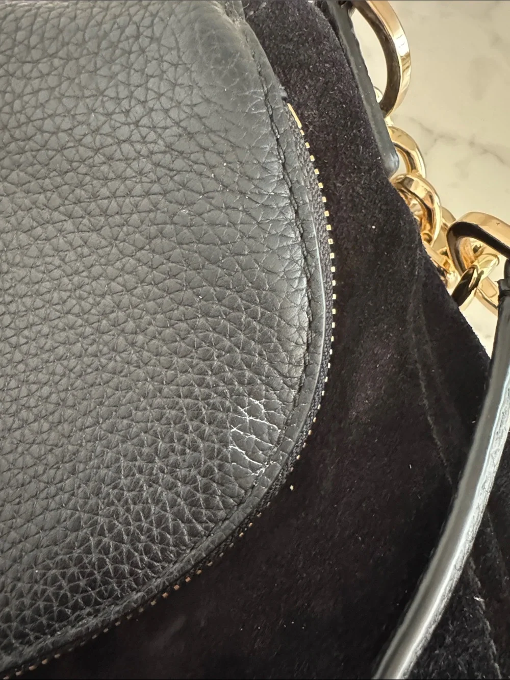 Michael Kors Black Leather & Suede Shoulder Bag - Bedford